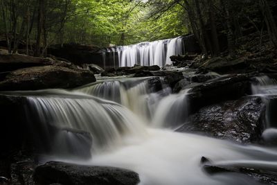 View of waterfall in forest