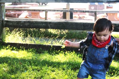 Full length of girl standing on grass