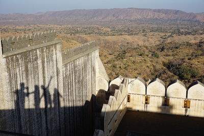 High angle view of dam on mountain