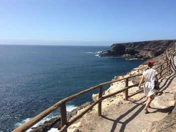 Scenic view of sea against clear sky