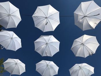 Umbrellas against clear sky