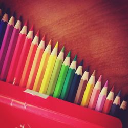 Close-up of colorful pencils
