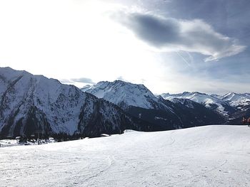 Scenic view of mountains against sky