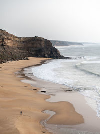 Scenic view of beach against clear sky