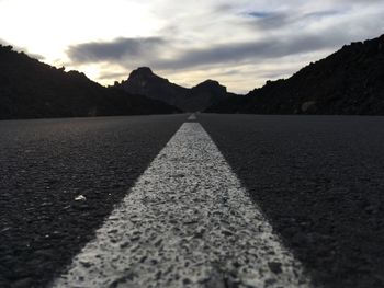 Surface level of road against sky