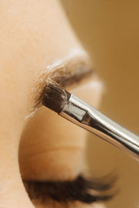 Close-up of paintbrushes on table