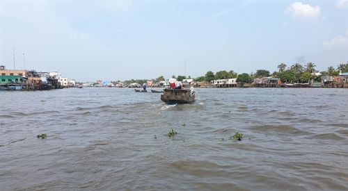 View of built structure in water