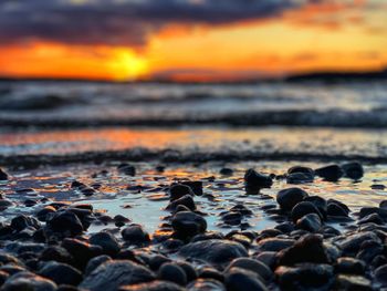 Scenic view of sea during sunset