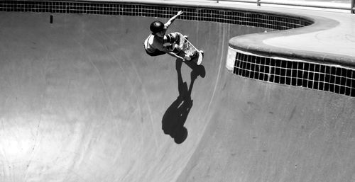 High angle view of man skateboarding