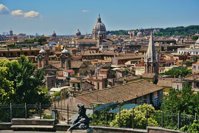 High angle view of townscape against sky