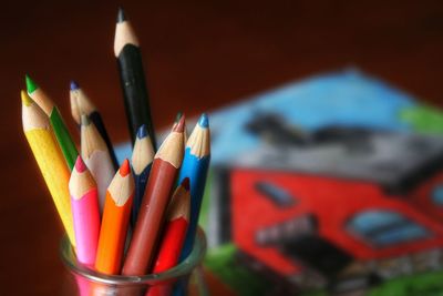 Close-up of colorful pencils