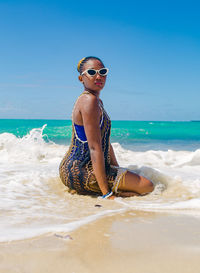 Portrait of a female young adult at the beach