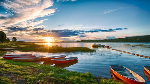 Scenic view of lake during sunset