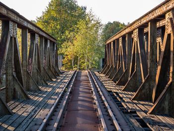 Railway bridge against clear sky