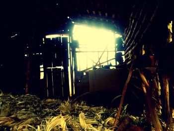 Abandoned built structure at night