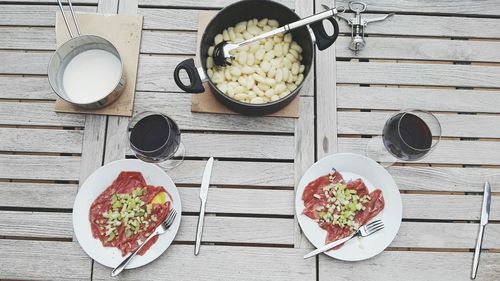 Close-up of food on table