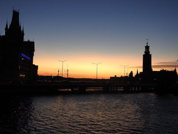 Silhouette of building against sky during sunset