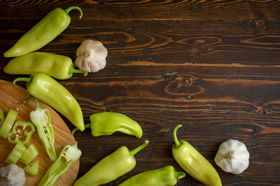 High angle view of vegetables on table