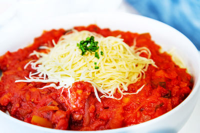 Close-up of meal served in bowl