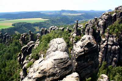 Scenic view of rocky mountains against sky