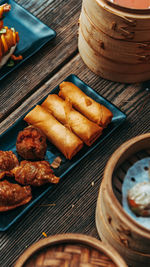 Close-up of serving food in plate on table