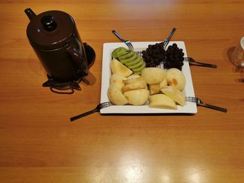 High angle view of vegetables on table