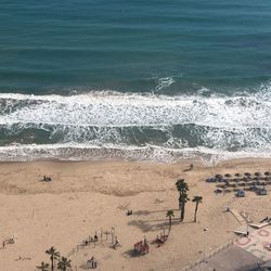 High angle view of people on beach