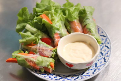 Close-up of meal served in plate