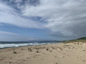 Scenic view of beach against sky