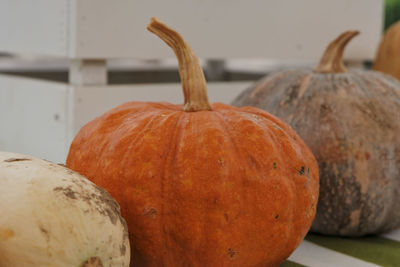 Close-up of pumpkin on table