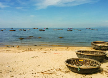 Scenic view of beach and sea against sky