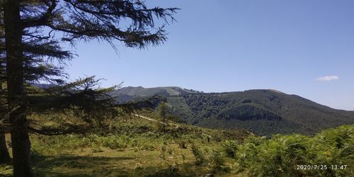 Scenic view of mountains against clear sky