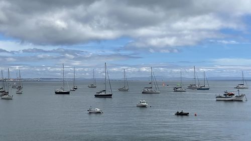 Sailboats in sea