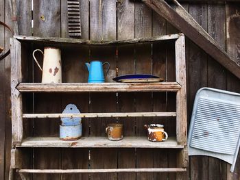 Old kitchen tools on a wooden background