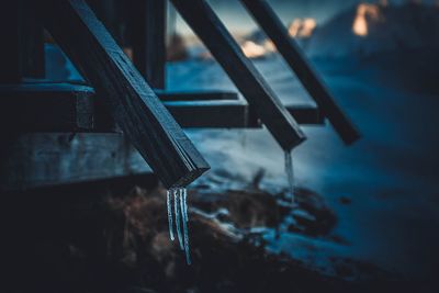 Close-up of frozen ice