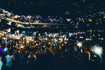 High angle view of crowd at music concert