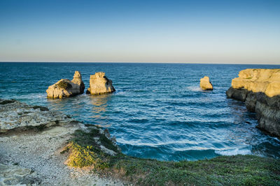 Scenic view of sea against clear sky