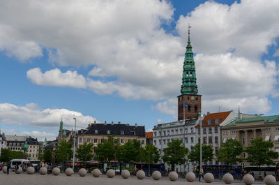 Panoramic view of buildings against sky in city