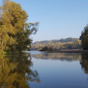 Scenic view of lake against clear sky