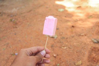 Hand holding ice cream cone