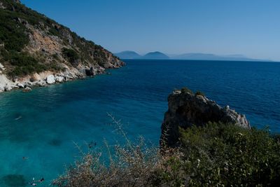 Scenic view of sea against clear sky