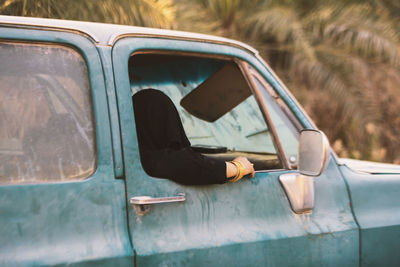 Vintage car on road