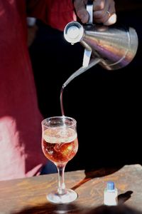 Close-up of wineglass on table