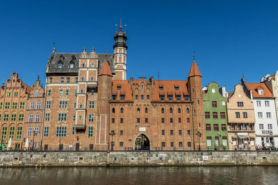 View of buildings against blue sky
