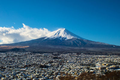 Scenic view of mountains against cloudy sky