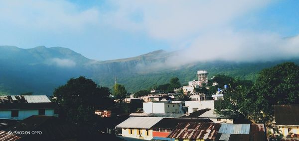 High angle view of townscape against sky