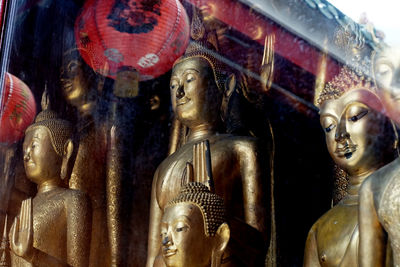 Close-up of buddha statue in temple