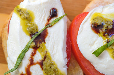 Caprese salad open faced sandwich summer italian food