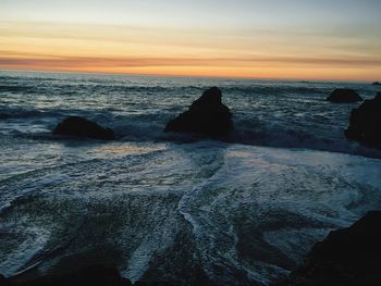 Scenic view of sea during sunset