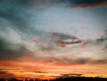 Scenic view of cloudy sky at sunset